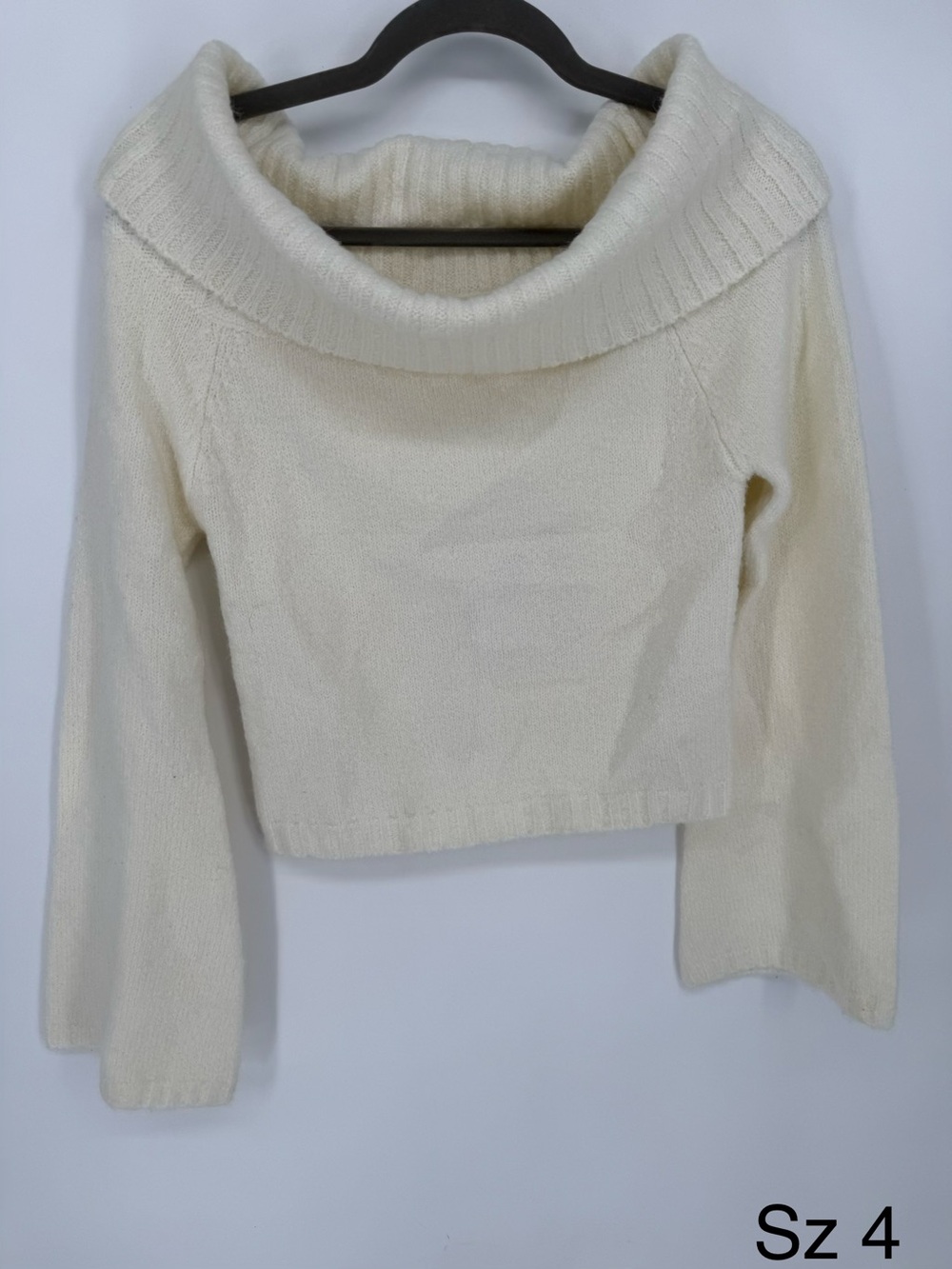 Beginning Boutique Joey Cream Off Shoulder Sweater NWT Size 4